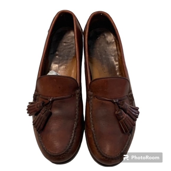 Baker Benjes Mens Brown Leather Slip On Tasseled Loafers Size 8 D main image 8